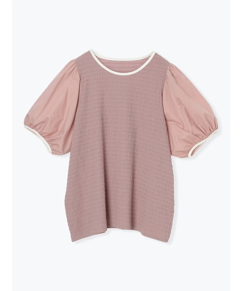 Re-J&SUPURE（リジェイアンドスプル）の「【大きいサイズ】【Kannaコラボ】楊柳異素材切替プルオーバー（Tシャツ/カットソー・レディース・オフホワイト/ブラック/ピンク・XX-LARGE/XXX-LARGE/XXXX-LARGE）」の12枚目の写真