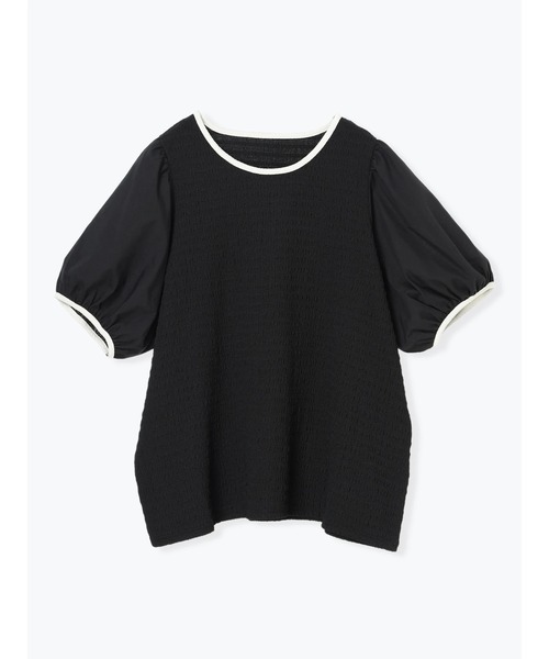 Re-J&SUPURE（リジェイアンドスプル）の「【大きいサイズ】【Kannaコラボ】楊柳異素材切替プルオーバー（Tシャツ/カットソー・レディース・オフホワイト/ブラック/ピンク・XX-LARGE/XXX-LARGE/XXXX-LARGE）」の11枚目の写真