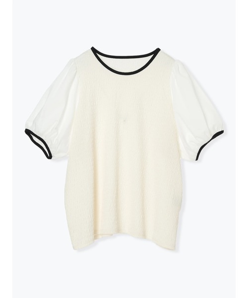 Re-J&SUPURE（リジェイアンドスプル）の「【大きいサイズ】【Kannaコラボ】楊柳異素材切替プルオーバー（Tシャツ/カットソー・レディース・オフホワイト/ブラック/ピンク・XX-LARGE/XXX-LARGE/XXXX-LARGE）」の10枚目の写真