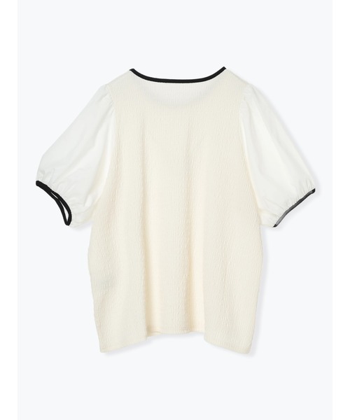 Re-J&SUPURE（リジェイアンドスプル）の「【大きいサイズ】【Kannaコラボ】楊柳異素材切替プルオーバー（Tシャツ/カットソー・レディース・オフホワイト/ブラック/ピンク・XX-LARGE/XXX-LARGE/XXXX-LARGE）」の9枚目の写真