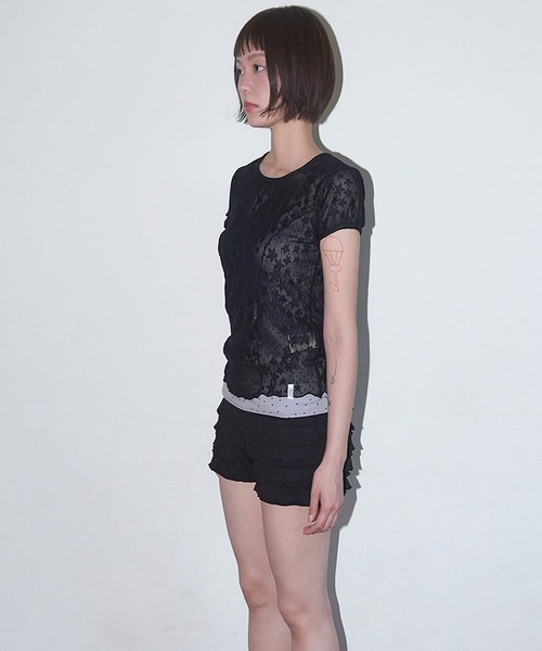 セール】FANCY CLUB/ファンシークラブ Wave Puff Lace Tee T