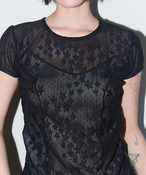 [FANCY CLUB] Tシャツ 半袖 WAVE PUFF LACE TEE (2color) セール】FANCY CLUB/ファンシークラブ Wave Puff Lace Tee T