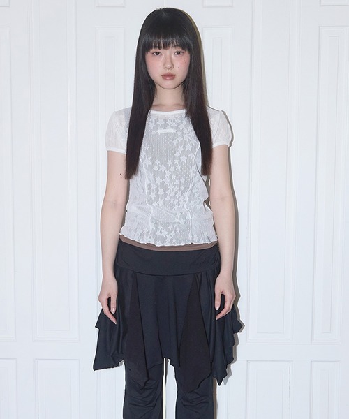 セール】FANCY CLUB/ファンシークラブ Wave Puff Lace Tee T