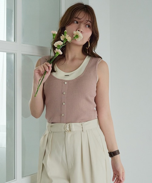 mideal（マイディール）の「layered design tank top / レイヤード