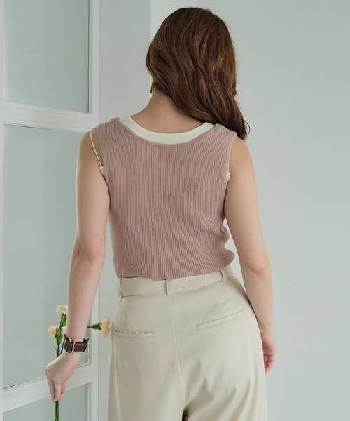 mideal(マイディール)の「layered design tank top / レイヤードデザインタンクトップ(タンクトップ・レディース・ピンク/ベージュ・FREE)」の19枚目の写真