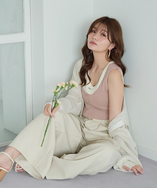mideal(マイディール)の「layered design tank top / レイヤードデザインタンクトップ(タンクトップ・レディース・ピンク/ベージュ・FREE)」の15枚目の写真