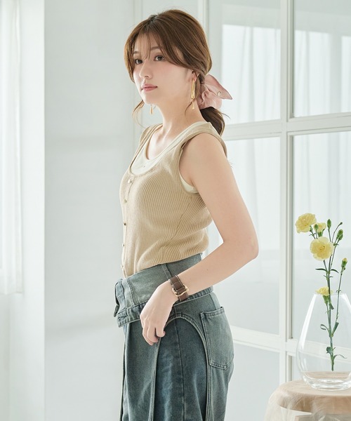 mideal（マイディール）の「layered design tank top / レイヤード