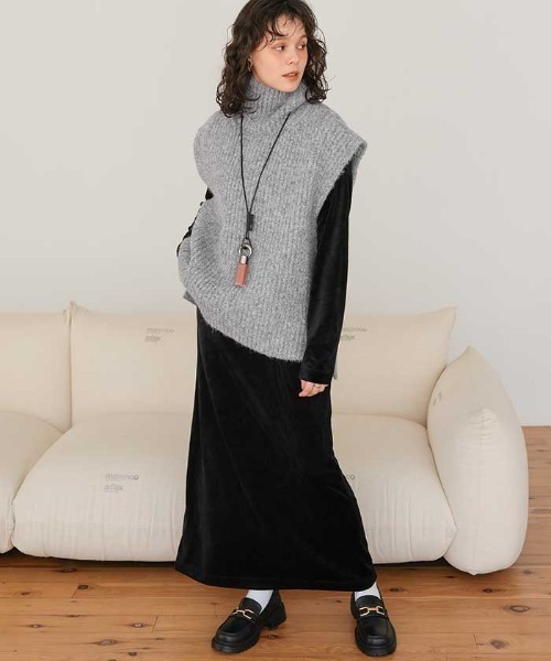 titivate（ティティベイト）の「ハイネックルーズニットベスト（ベスト・レディース・ブラック/ベージュ/オフホワイト/グレー・L/M）」の22枚目の写真