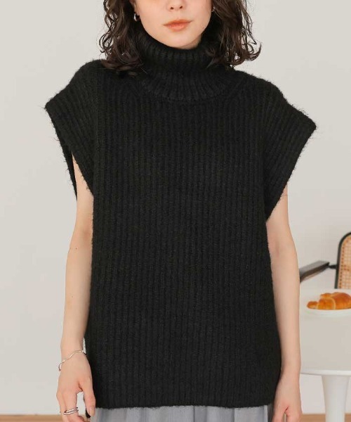 titivate（ティティベイト）の「ハイネックルーズニットベスト（ベスト・レディース・ブラック/ベージュ/オフホワイト/グレー・L/M）」の21枚目の写真