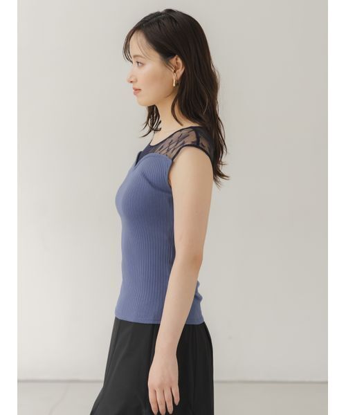 SNIDEL（スナイデル）の「シアー切替カットプルオーバー（Tシャツ/カットソー・レディース・ブラック/ブルー/ホワイト・F）」の10枚目の写真