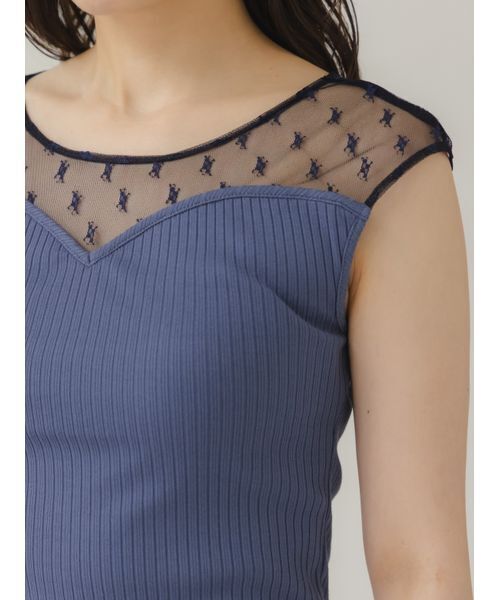 SNIDEL（スナイデル）の「シアー切替カットプルオーバー（Tシャツ/カットソー・レディース・ブラック/ブルー/ホワイト・F）」の11枚目の写真