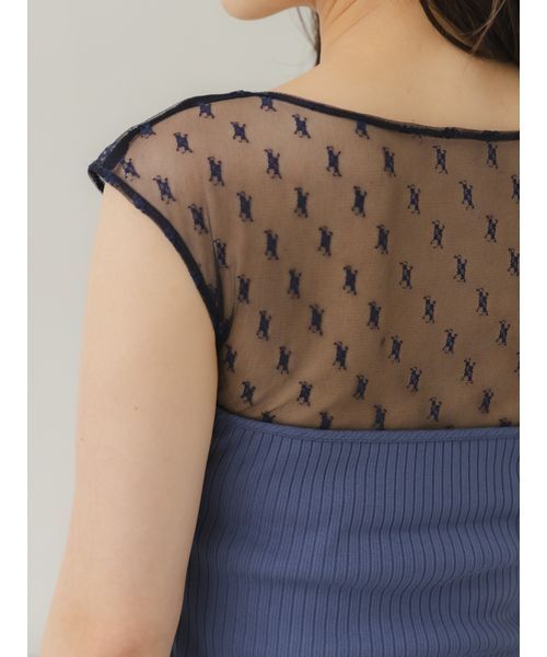 SNIDEL（スナイデル）の「シアー切替カットプルオーバー（Tシャツ/カットソー・レディース・ブラック/ブルー/ホワイト・F）」の13枚目の写真