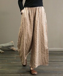 ストライプワイドガウチョパンツ