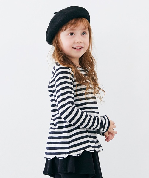 ever closet（エバークローゼット）の「裾スカラップチュニック（Tシャツ/カットソー・キッズ・ピンク系その他/ベージュ系その他/グリーン系その他/ブルー系その他/イエロー系その他/ブラック系その他/ピンク系その他2/パープル系その他・160cm/80ｃｍ/90cm/100cm/130cm/120cm/110cm/150cm/140cm）」の2枚目の写真