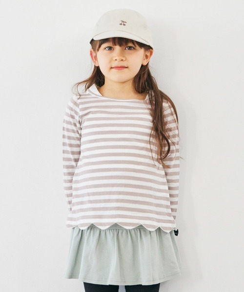 ever closet（エバークローゼット）の「裾スカラップチュニック（Tシャツ/カットソー・キッズ・ピンク系その他/ベージュ系その他/グリーン系その他/ブルー系その他/イエロー系その他/ブラック系その他/ピンク系その他2/パープル系その他・160cm/80ｃｍ/90cm/100cm/130cm/120cm/110cm/150cm/140cm）」の3枚目の写真