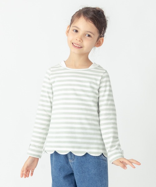 ever closet（エバークローゼット）の「裾スカラップチュニック（Tシャツ/カットソー・キッズ・ピンク系その他/ベージュ系その他/グリーン系その他/ブルー系その他/イエロー系その他/ブラック系その他/ピンク系その他2/パープル系その他・160cm/80ｃｍ/90cm/100cm/130cm/120cm/110cm/150cm/140cm）」の4枚目の写真