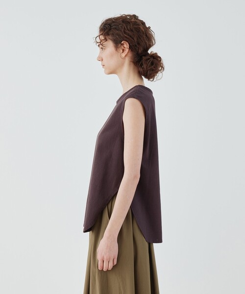 【GALERIE VIE】ドライコットン ノースリーブ クルーネックプルオーバー ドライコットン ノースリーブ クルーネックプルオーバー（T