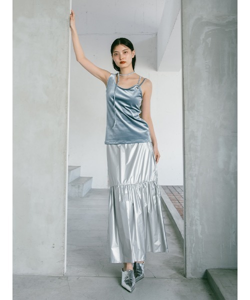 sahara（サハラ）の「Metallic Tiered Slirt/メタリックティアードスカート（スカート・レディース・ブラック/シルバー/ゴールド・FREE）」の7枚目の写真