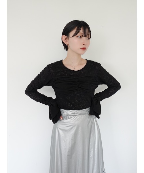 sahara（サハラ）の「Metallic Tiered Slirt/メタリックティアードスカート（スカート・レディース・ブラック/シルバー/ゴールド・FREE）」の12枚目の写真