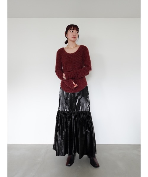 sahara（サハラ）の「Metallic Tiered Slirt/メタリックティアードスカート（スカート・レディース・ブラック/シルバー/ゴールド・FREE）」の19枚目の写真