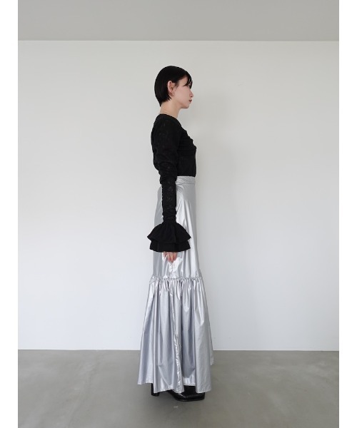 sahara（サハラ）の「Metallic Tiered Slirt/メタリックティアードスカート（スカート・レディース・ブラック/シルバー/ゴールド・FREE）」の9枚目の写真
