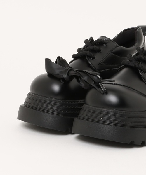 セール】【靴紐2種SET】レースアップ厚底レザーシューズ（ローファー