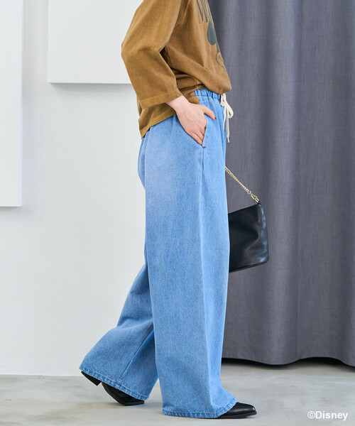 さなページ タックデザインハイウエストデニムパンツ-short & regular