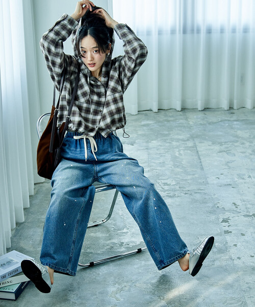 FREAK'S STORE(フリークスストア)の「<待望の再入荷!><低身長サイズあり>ウォッシュ加工 イージーデニムパンツ(デニムパンツ・レディース・ライトブルー/サックスブルー/その他/ブルー/ネイビー/オフホワイト・X-SMALL/SMALL/MEDIUM)」の22枚目の写真
