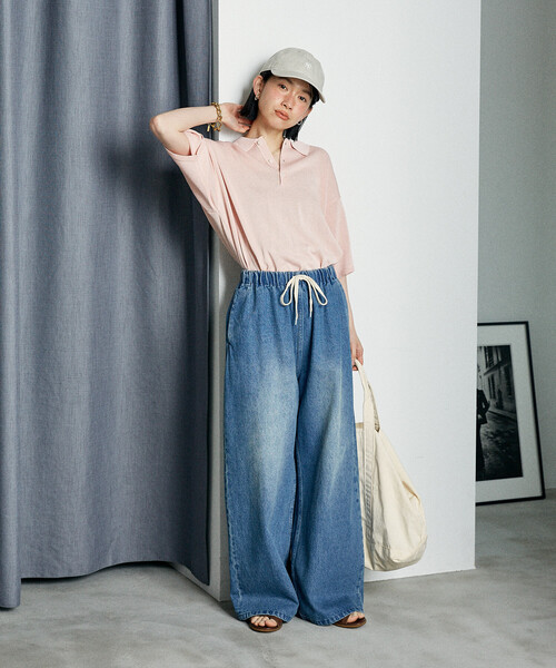 FREAK'S STORE（フリークスストア）の「＜低身長サイズあり＞ウォッシュ加工 イージーデニムパンツ　限定展開カラーあり（デニムパンツ・レディース・ライトブルー/サックスブルー/その他/ブルー/ネイビー・X-SMALL/SMALL/MEDIUM）」の17枚目の写真