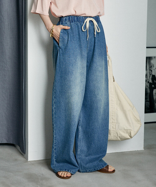 FREAK'S STORE（フリークスストア）の「＜低身長サイズあり＞ウォッシュ加工 イージーデニムパンツ　限定展開カラーあり（デニムパンツ・レディース・ライトブルー/サックスブルー/その他/ブルー/ネイビー・X-SMALL/SMALL/MEDIUM）」の19枚目の写真