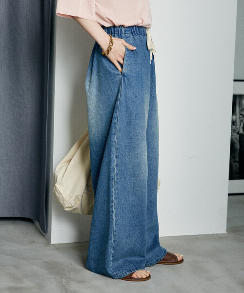 FREAK'S STORE（フリークスストア）の「＜低身長サイズあり＞ウォッシュ加工 イージーデニムパンツ　限定展開カラーあり（デニムパンツ・レディース・ライトブルー/サックスブルー/その他/ブルー/ネイビー・X-SMALL/SMALL/MEDIUM）」の21枚目の写真