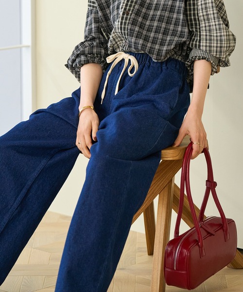 FREAK'S STORE（フリークスストア）の「＜低身長サイズあり＞ウォッシュ加工 イージーデニムパンツ　限定展開カラーあり（デニムパンツ・レディース・ライトブルー/サックスブルー/その他/ブルー/ネイビー・X-SMALL/SMALL/MEDIUM）」の6枚目の写真