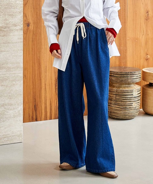 FREAK'S STORE（フリークスストア）の「＜低身長サイズあり＞ウォッシュ加工 イージーデニムパンツ　限定展開カラーあり（デニムパンツ・レディース・ライトブルー/サックスブルー/その他/ブルー/ネイビー・X-SMALL/SMALL/MEDIUM）」の8枚目の写真