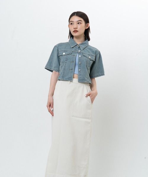 スカート SLITS DENIM SKIRT WTXUE Denim Skirt, Women's Clothing Button Irregular Slit