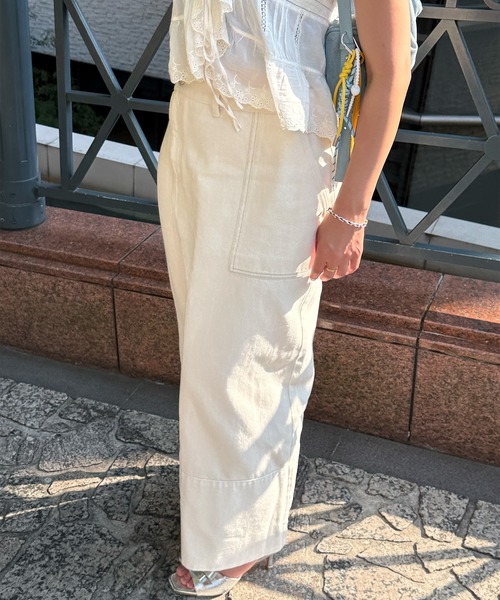 【関税無・国内発】 Off-White / Denim Skirt / デニムスカート セール】【ZOZOTOWN限定カラー】SLIT LONG DENIM SKIRT（デニム