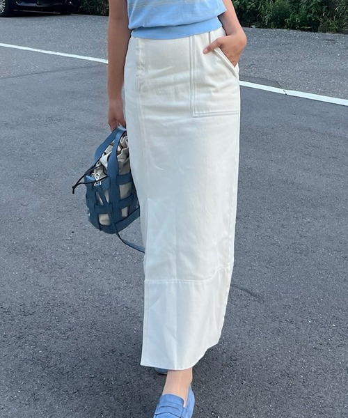 【関税無・国内発】 Off-White / Denim Skirt / デニムスカート セール】【ZOZOTOWN限定カラー】SLIT LONG DENIM SKIRT（デニム