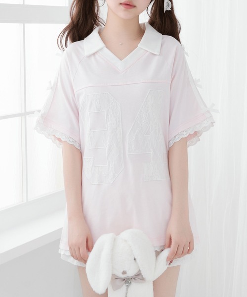 DearMyLoveRose(ディアマイラブローズ)の「ナンバー入りビッグTシャツ【大きいサイズ有り】(Tシャツ/カットソー・レディース・ブラック/ベビーピンク/ホワイト・LL~3L/M-L)」の3枚目の写真