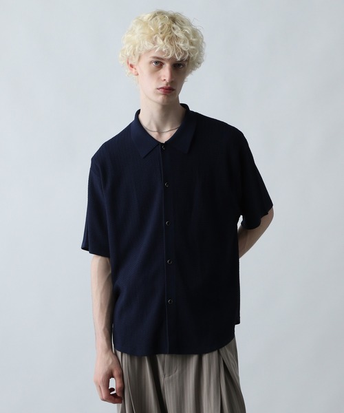 HARE(ハレ)の「パールボタンニットシャツ(HARE)(シャツ/ブラウス・メンズ・イエロー/ブラック/ホワイト/ネイビー・FREE)」の4枚目の写真