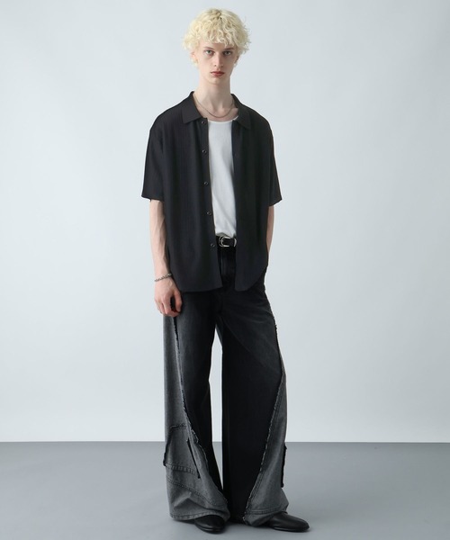 HARE(ハレ)の「パールボタンニットシャツ(HARE)(シャツ/ブラウス・メンズ・イエロー/ブラック/ホワイト/ネイビー・FREE)」の7枚目の写真