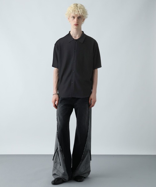 HARE(ハレ)の「パールボタンニットシャツ(HARE)(シャツ/ブラウス・メンズ・イエロー/ブラック/ホワイト/ネイビー・FREE)」の9枚目の写真