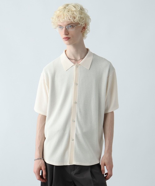 HARE(ハレ)の「パールボタンニットシャツ(HARE)(シャツ/ブラウス・メンズ・イエロー/ブラック/ホワイト/ネイビー・FREE)」の12枚目の写真