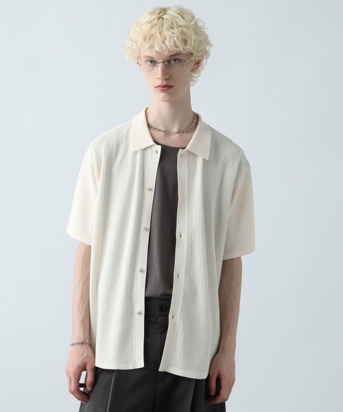 HARE(ハレ)の「パールボタンニットシャツ(HARE)(シャツ/ブラウス・メンズ・イエロー/ブラック/ホワイト/ネイビー・FREE)」の13枚目の写真