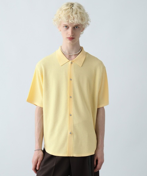 HARE(ハレ)の「パールボタンニットシャツ(HARE)(シャツ/ブラウス・メンズ・イエロー/ブラック/ホワイト/ネイビー・FREE)」の18枚目の写真