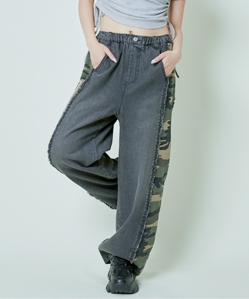 GORGE（ゴージ）の「《メイサイ切替ワイド》サイドラインデニムパンツ／インパクトデザイン（デニムパンツ・レディース・ブルー/ブラック・F）」の7枚目の写真