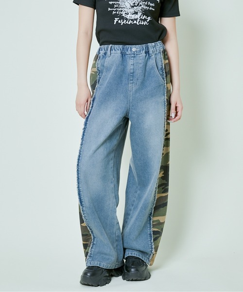 GORGE（ゴージ）の「《メイサイ切替ワイド》サイドラインデニムパンツ／インパクトデザイン（デニムパンツ・レディース・ブルー/ブラック・F）」の9枚目の写真