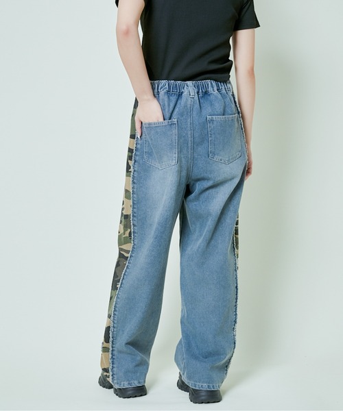 GORGE（ゴージ）の「《メイサイ切替ワイド》サイドラインデニムパンツ／インパクトデザイン（デニムパンツ・レディース・ブルー/ブラック・F）」の11枚目の写真