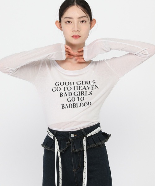 3.3 Field Trip （3.3フィールドトリップ）の「3.3 Field Trip／ロゴスリムロングスリーブ（Tシャツ/カットソー・レディース・ブラック/オフホワイト/ベージュ/ピンク・FREE）」の2枚目の写真