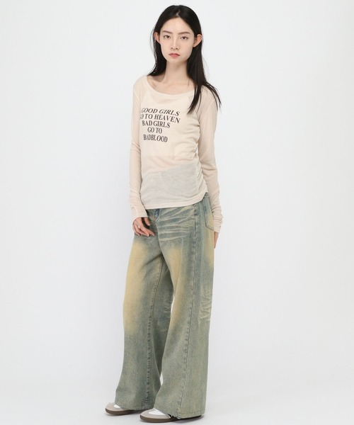 3.3 Field Trip （3.3フィールドトリップ）の「3.3 Field Trip／ロゴスリムロングスリーブ（Tシャツ/カットソー・レディース・ブラック/オフホワイト/ベージュ/ピンク・FREE）」の20枚目の写真