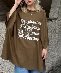 Candy Stripper | FIRE SKULL OVER SIZE RAGLAN トップス(Tシャツ/カットソー)