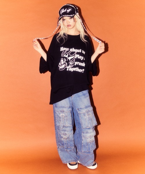 Candy Stripper（キャンディストリッパー）の「FIRE SKULL OVER SIZE RAGLAN トップス（Tシャツ/カットソー・レディース・オフホワイト/カーキ/ブラック・FREE）」の11枚目の写真